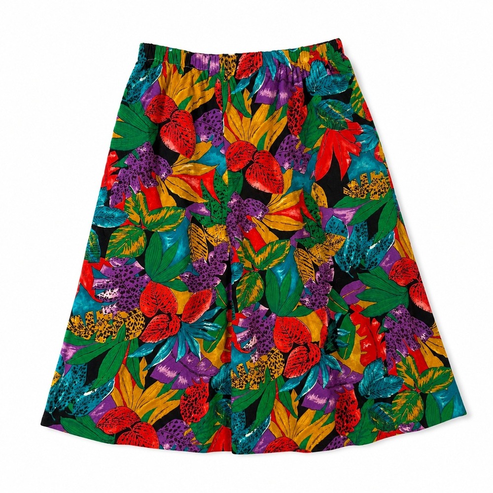 Boho Vtg Tropical Leopard Print Skirt Rainbow Pride Summer Fairy Resort Wear M‎